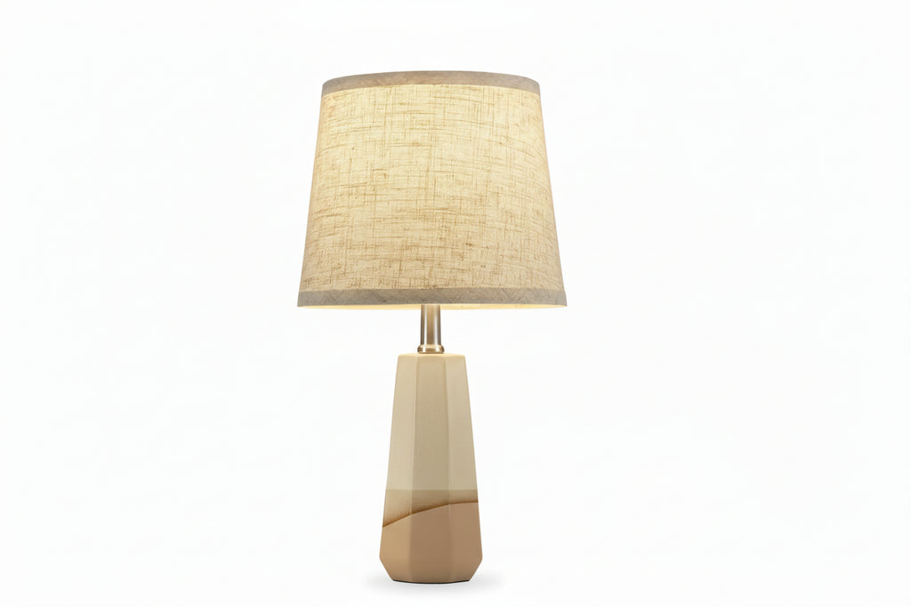 Modern Cream and Brown Ceramic Desk Lamp with LED Bulbs for Bedroom Living Room and Office Bedside Table Lamps