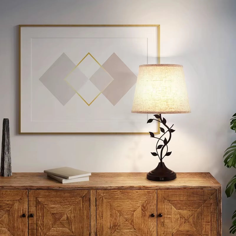 Modern Retro Traditional USB-A USB-C Desk Bedside Table Lamp High-Sensitivity Touch Control Reading Comfortable Living Room