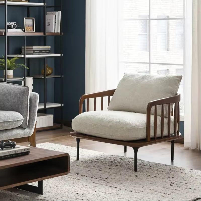 Modern Fabric Velvet Chair Living Room Furniture Arm Leisure Lounge Armchair Wood Frame Chairs