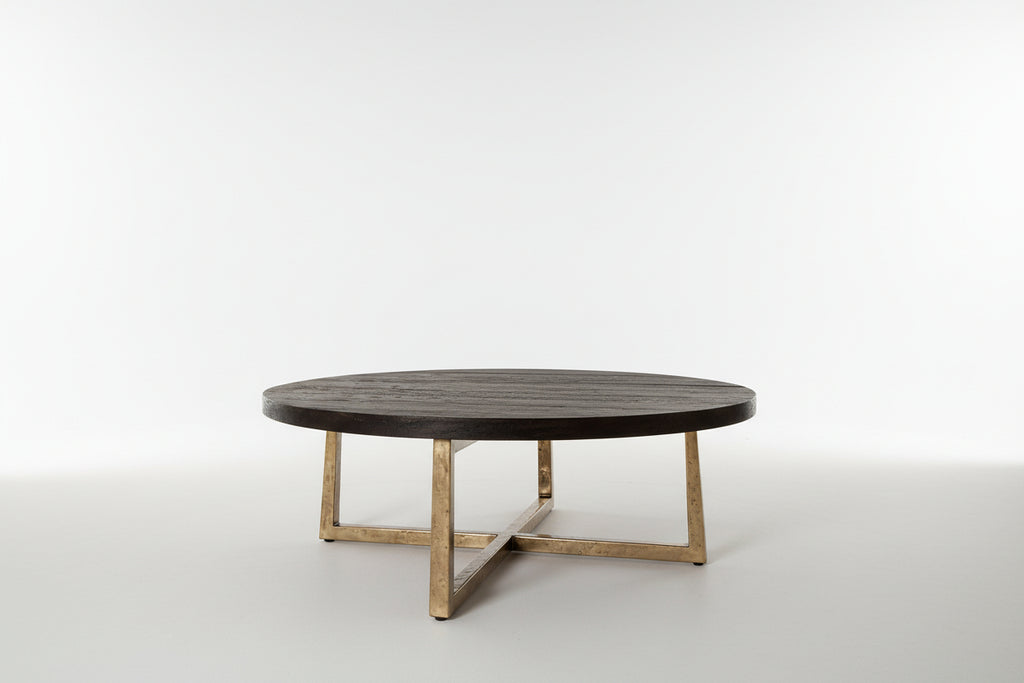 Customized Size Table Living Room Furniture Hand-Forged Metal Solid Oak Wood Coffee Table