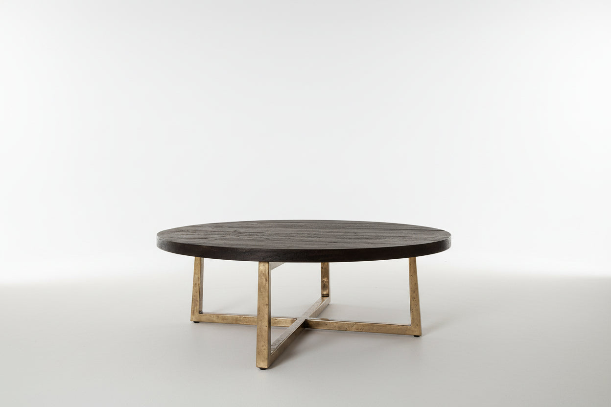 Customized Size Table Living Room Furniture Hand-Forged Metal Solid Oak Wood Coffee Table