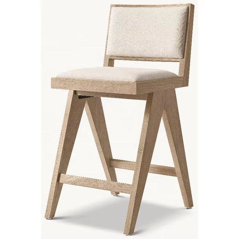 Wbert French Modern Solid Wood High Stool Bar Stool American Simple Home Bar Chair Model Room Chest Freezer Stool