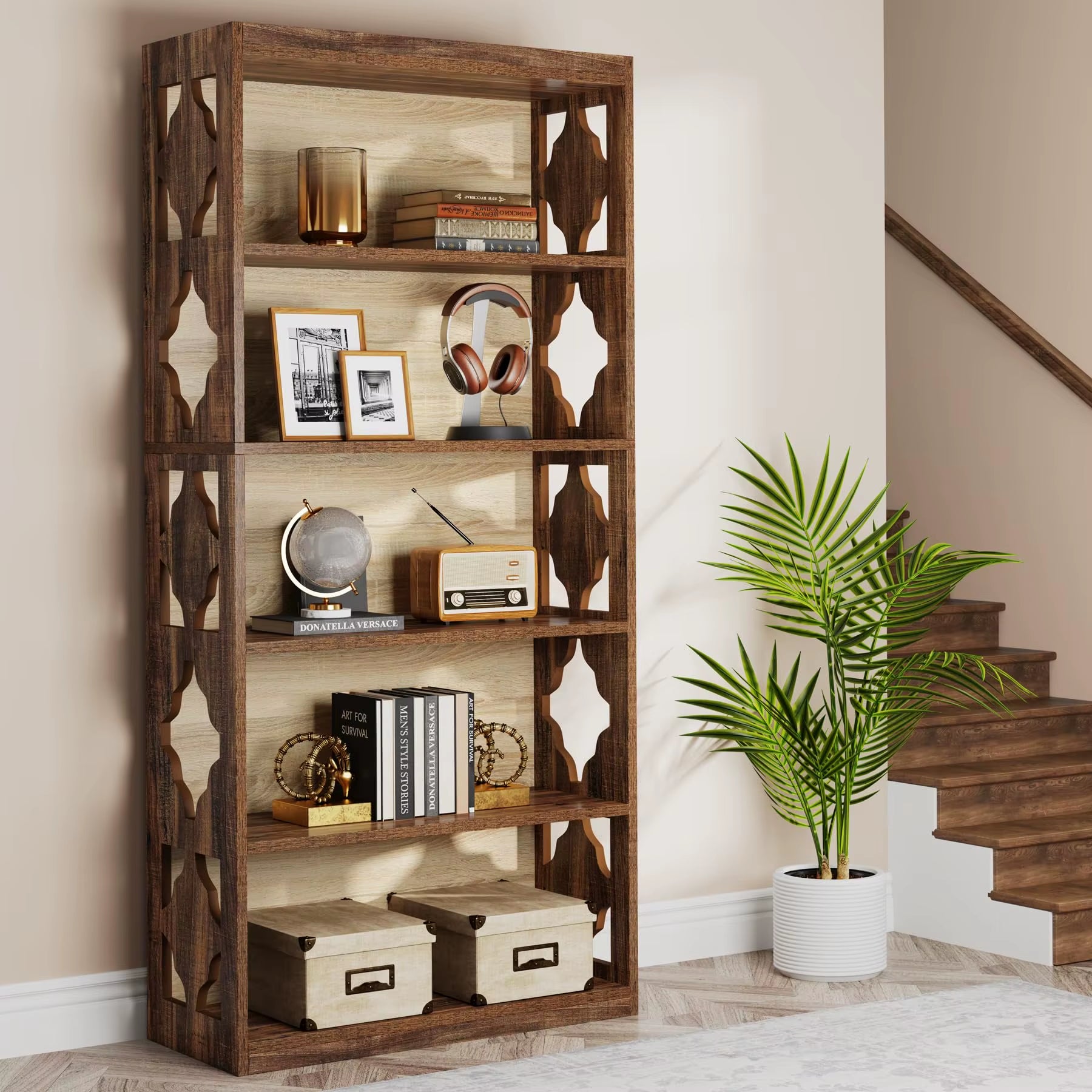 Tribesigns 6-Tier Bookcase, 70-Inch Tall Freestanding Bookshelf with Storage Shelves, Open Bookcase Wood Display Shelving Unit