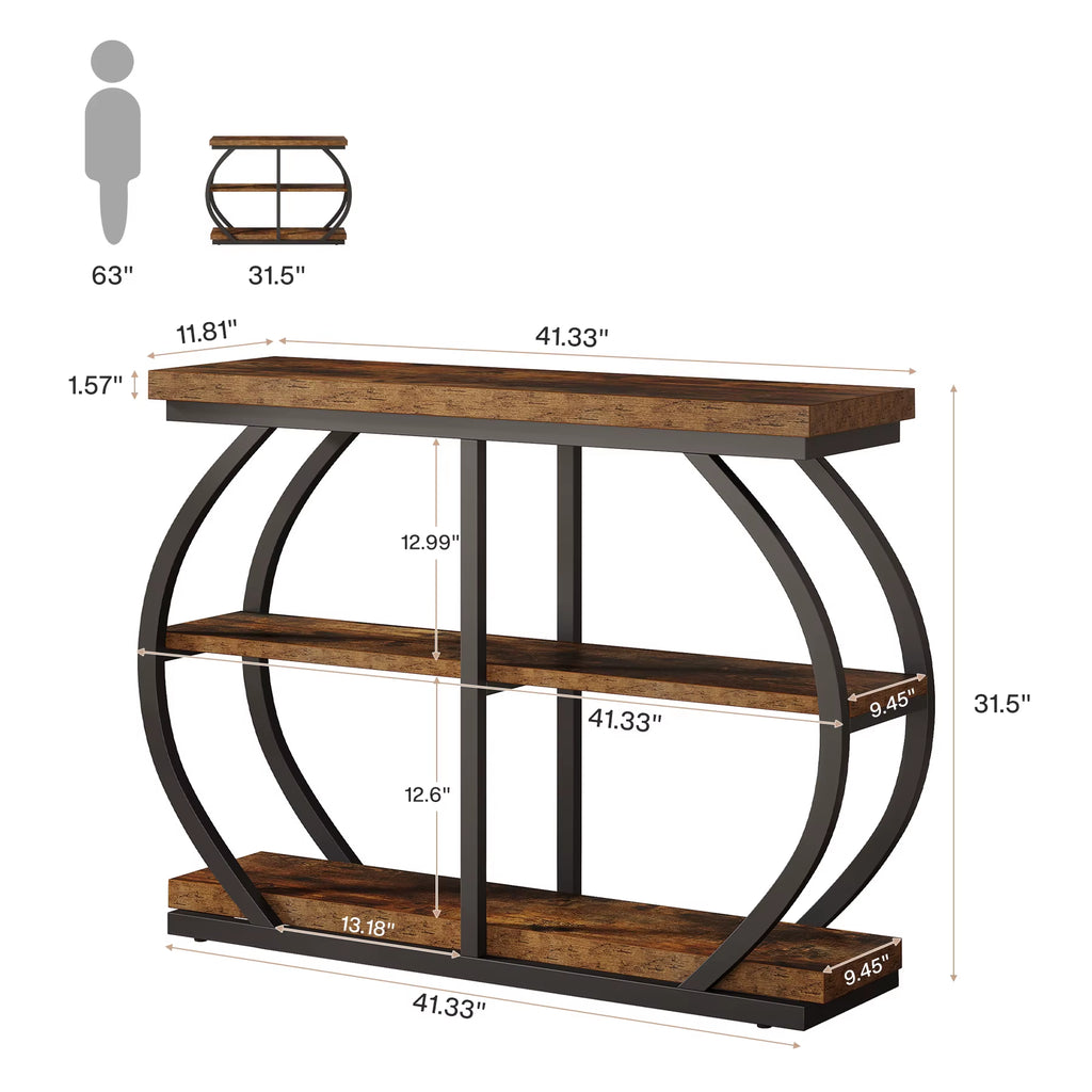 3-Tier Industrial Console Table Entryway Sofa Couch Furniture Living Room Hallway Entrance Storage Coffee Tables