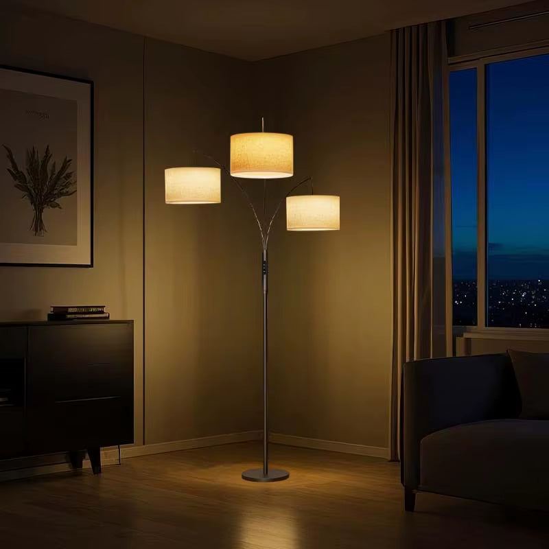 Direct Supply Three-Head Split Control Vertical LED Floor Lamp for Living Room and Bedroom Fishing Light Carpet Atmosphere