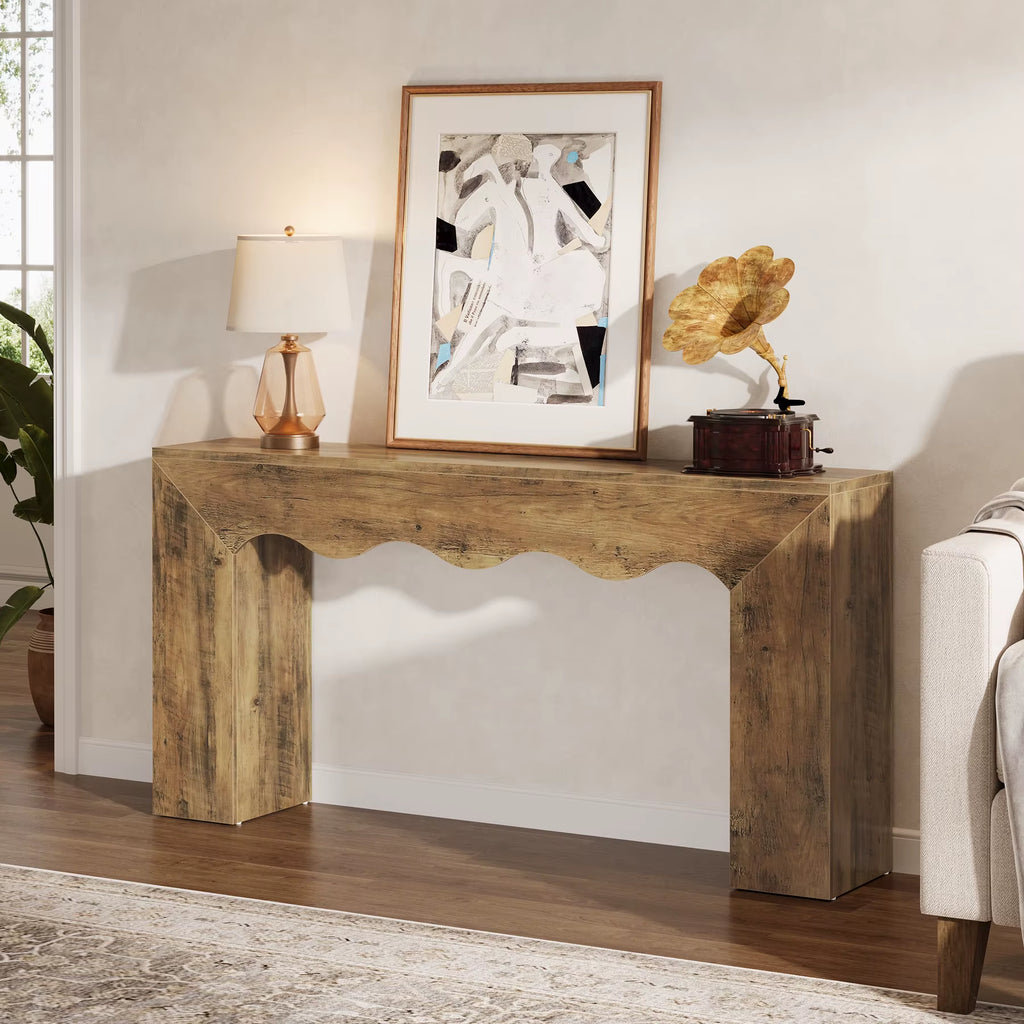 Rustic Wood Console Table Natural Wood Inspired Design Handmade Unique Entryway Decor Bespoke Solid Wood Furniture Gift