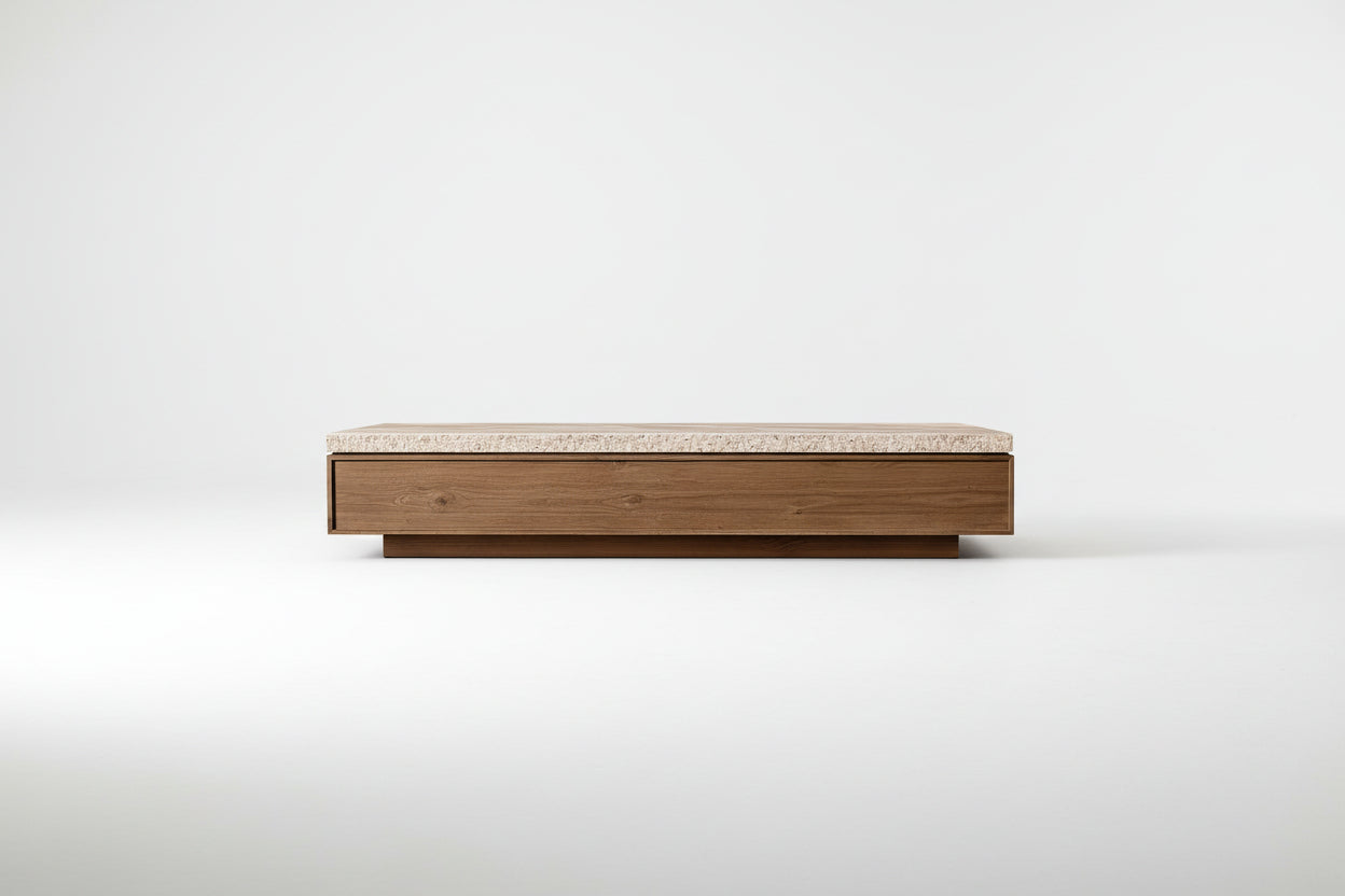 Wholesale Nordic Modern Wooden Indoor Decor Furniture Living Room Travertine Slab Rectangular Coffee Table