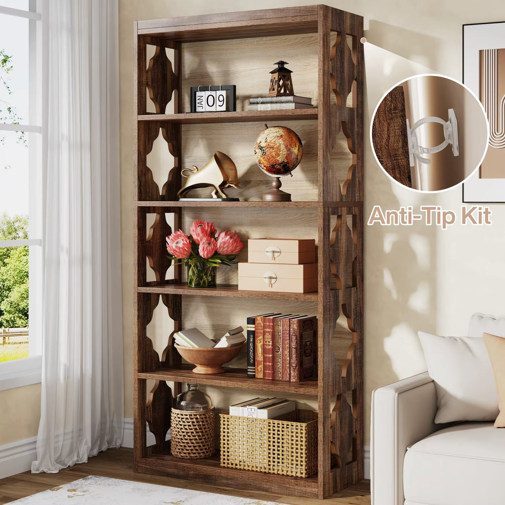 Tribesigns Tall Bookshelf 6 Tier, Freestanding Bookshelf with Storage Shelves, Open Bookcase Wood Display Shelving Unit