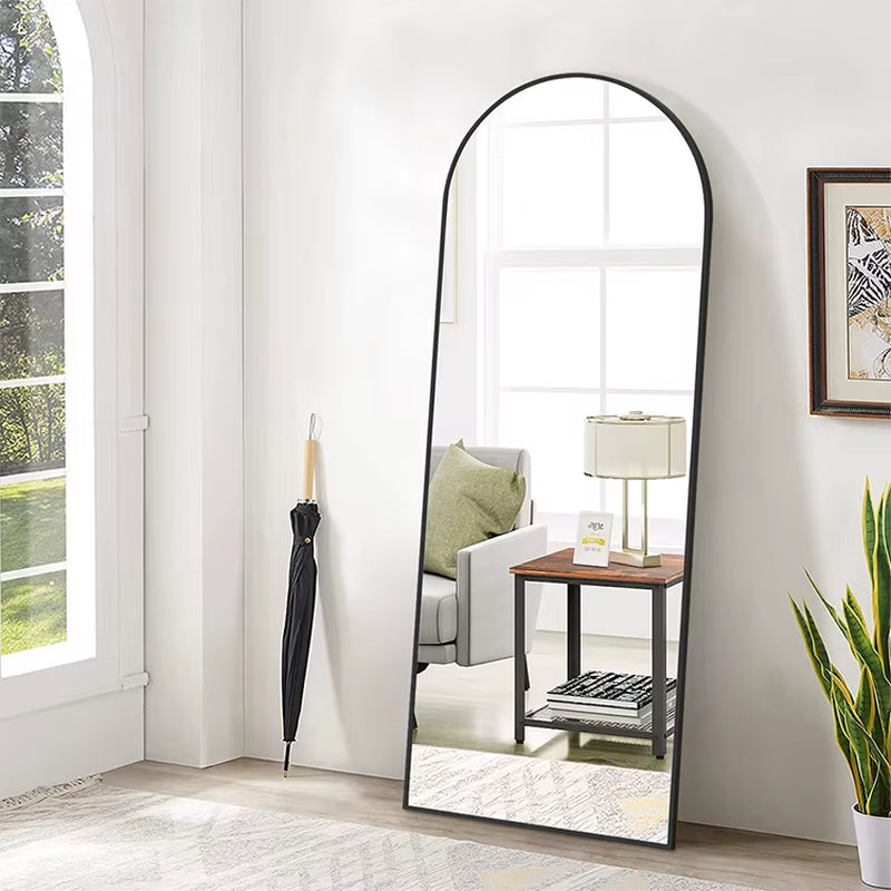 Household Modern Black Big Mirror Furniture Reflective Bedroom Arch Large Floor Mirror