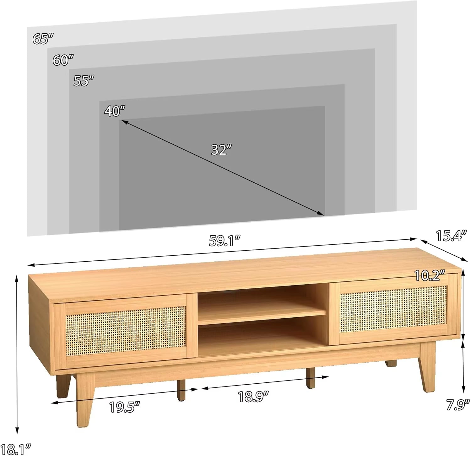 OEM/ODM Wenfeng Factory Modern Design Solid Wood TV Stand Sliding Cabinet Entertainment Center Shelves Entry Living Room Bedroom