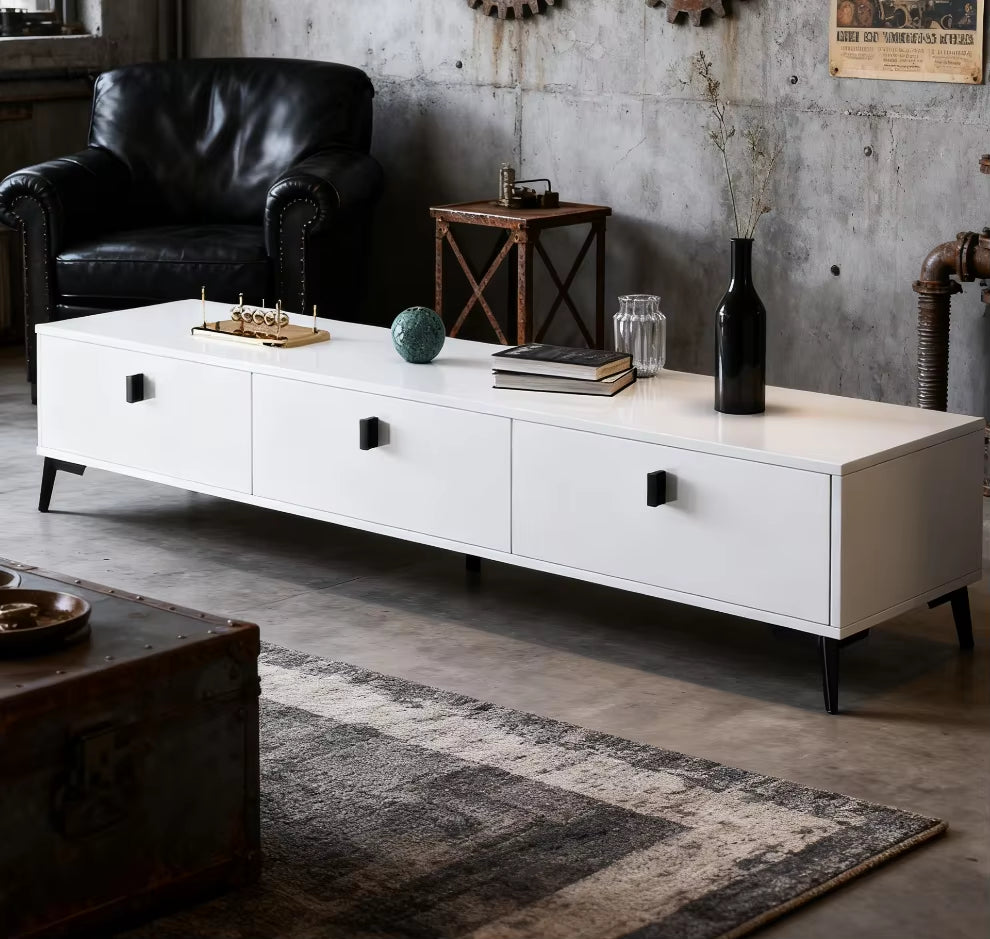 Modern Extendable Wooden Panel TV Cabinet for Small Apartment Living Room Home Office Bedroom Hotel Use