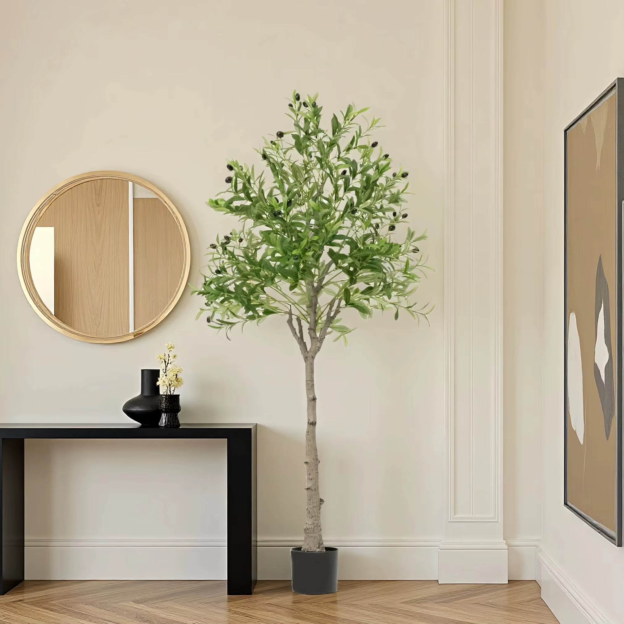 Artificial Olive Tree 4/5/6 FT Tall Artificial Plant with Fruit Halloween Christmas Decorations Olive Tree with Pot Room Decor