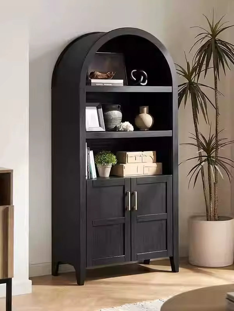 French Modern Durable Distressed Wood Bookcase Bookshelf Living Room Dining Wine Rack Display Storage Cabinet