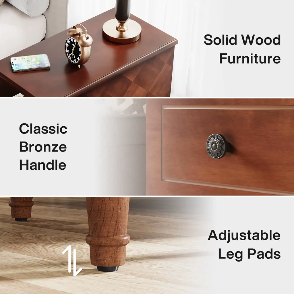 Tribesigns Modern Solid Wood End Table Fully Assembled with Slim Bedside Nightstand Drawers Pre-Assembled Side Table