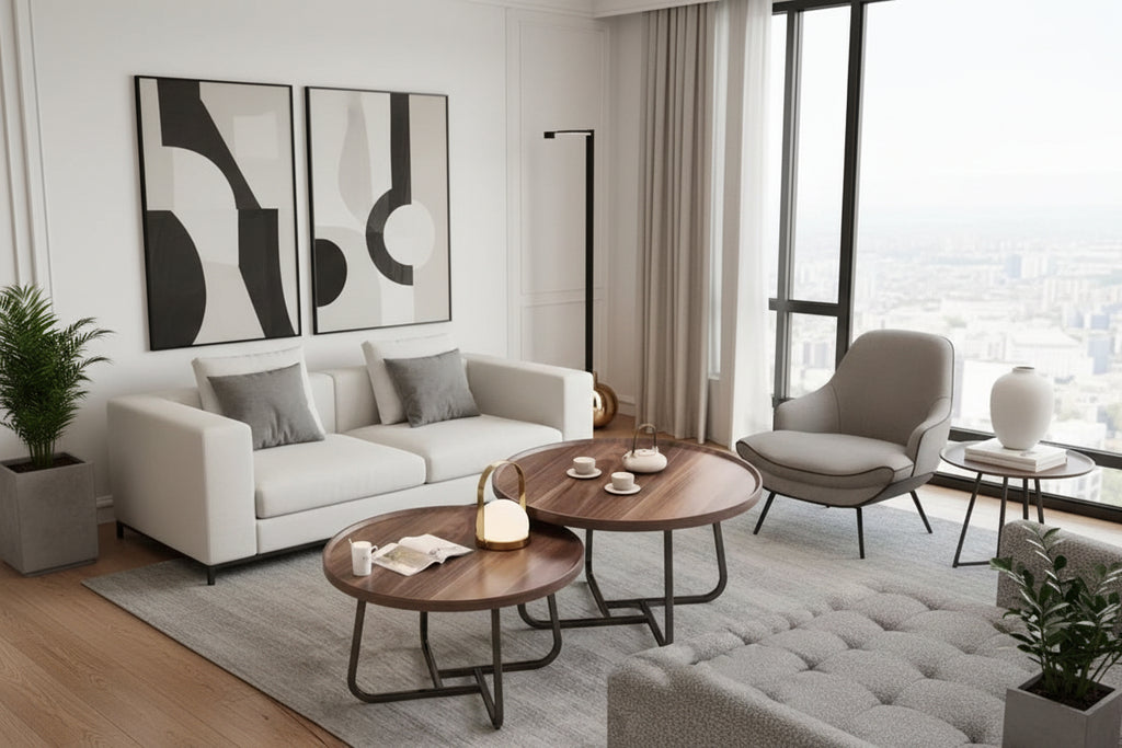 Modern Office Style Coffee Table Handmade Wooden Design for Small Space Apartments Living Rooms for Home Internet