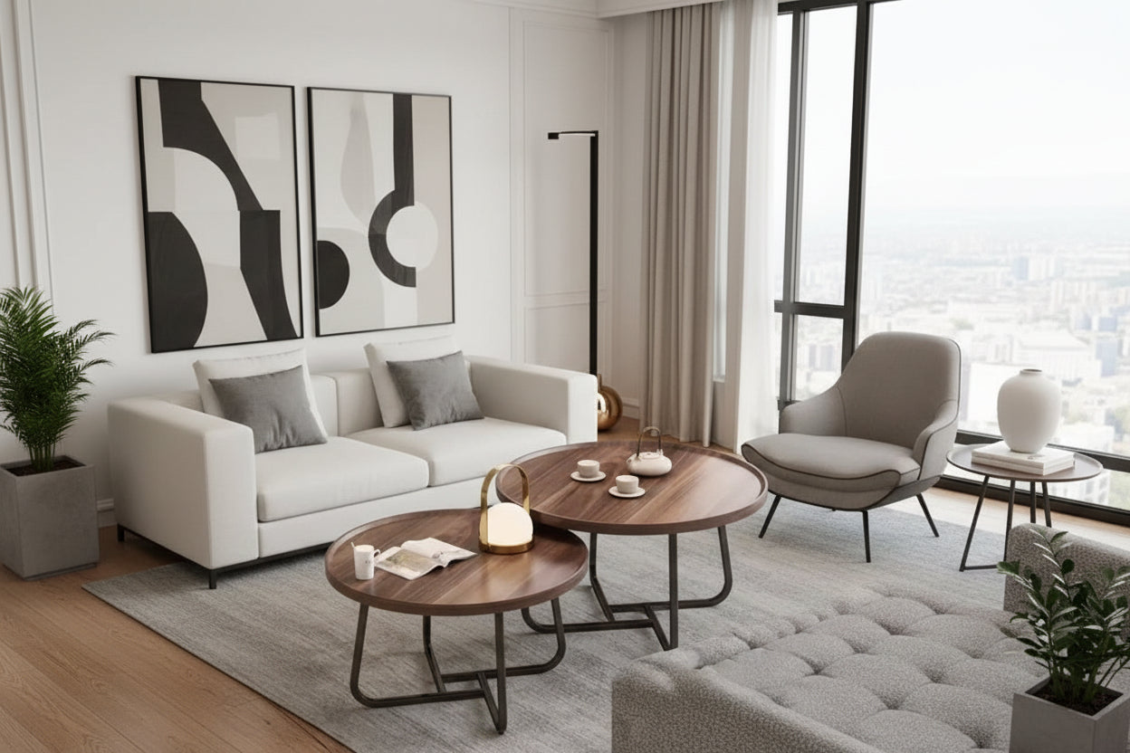 Modern Office Style Coffee Table Handmade Wooden Design for Small Space Apartments Living Rooms for Home Internet