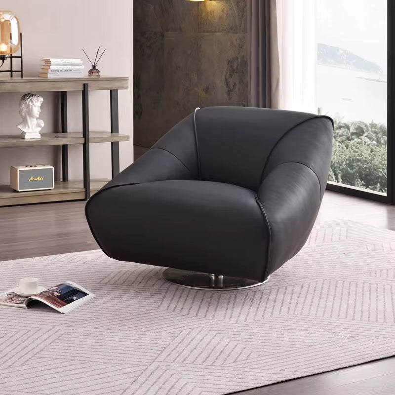 Modern Luxury Black Lounge Accent Chairs Living Room Furniture 360 Degree Rotation Leisure Chair Relax Single Arm Chair