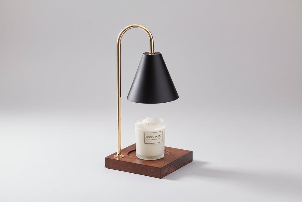 2024 Modern Luxury Wooden Wax Melting Lamp Minimalist Aromatherapy Candle Lamp Warmer for Bedroom Living Room AC Metal