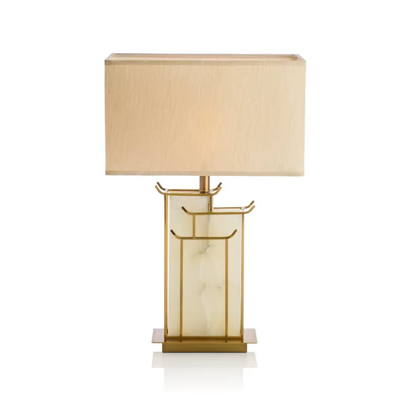 2024 Hot Chinese Home Hotel Living Room Lamp Nordic Cloth Lampshade Marble Lamp Luxury Decorative Lamp