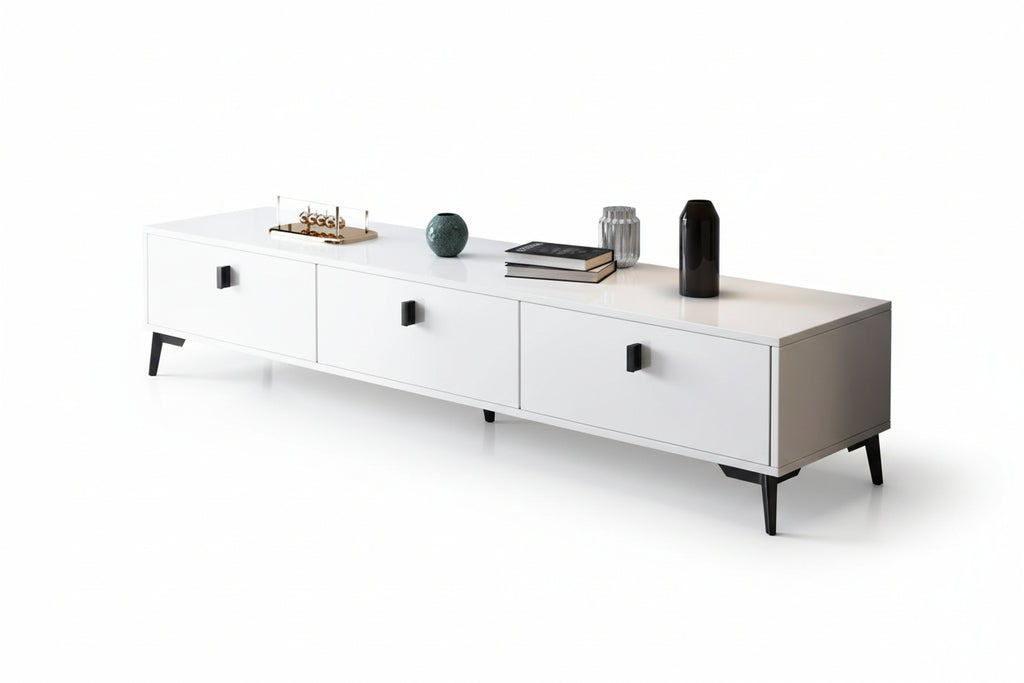 Modern Extendable Wooden Panel TV Cabinet for Small Apartment Living Room Home Office Bedroom Hotel Use