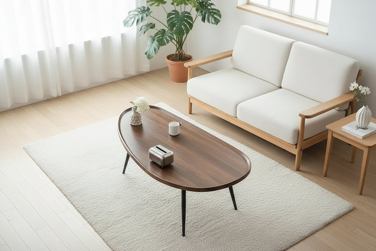 Small Modern Oval Mango Wood Coffee Table Light Luxury Simple Personality Home Furniture for Living Room for Tea & Coffee