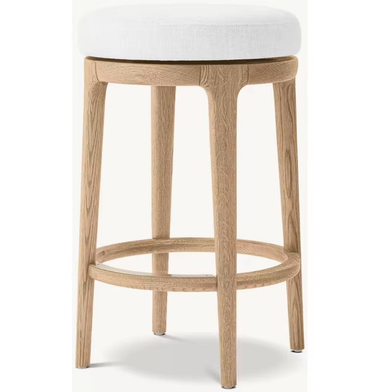 Luxurious Elegant Indoor Furniture Solid Wood Frame Living Room Swivel Fabric Bar/Counter Stool