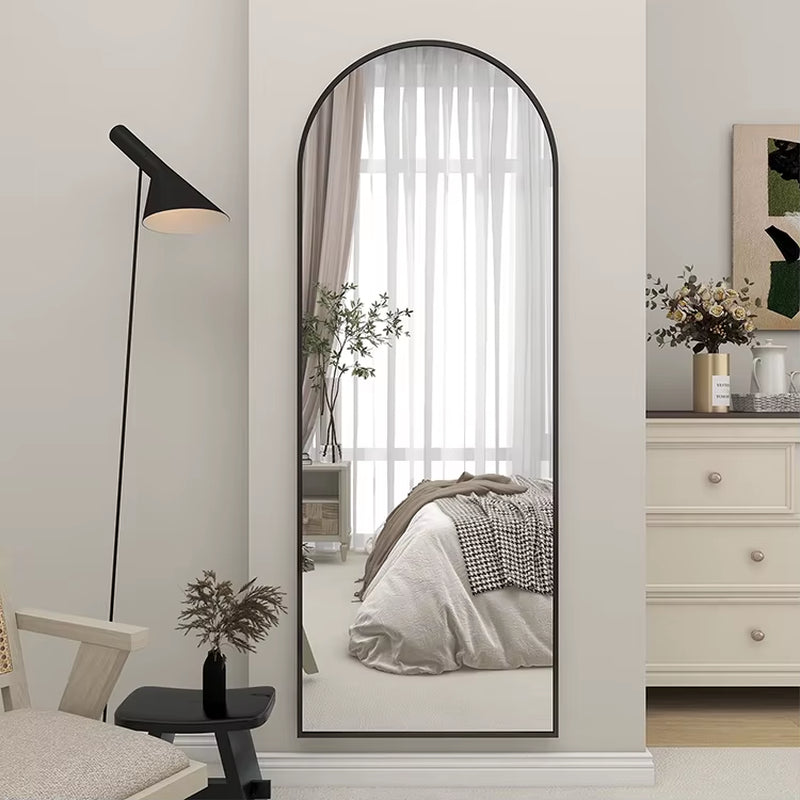 Household Modern Black Big Mirror Furniture Reflective Bedroom Arch Large Floor Mirror