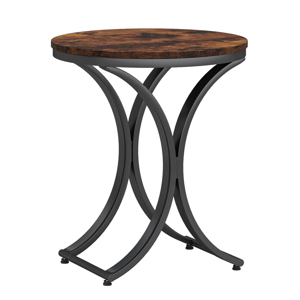 Tribesigns Modern Accent Decor Wood Rustic Brown 50 Cm C-Shaped Corner Sofa Side Table round for Living Room