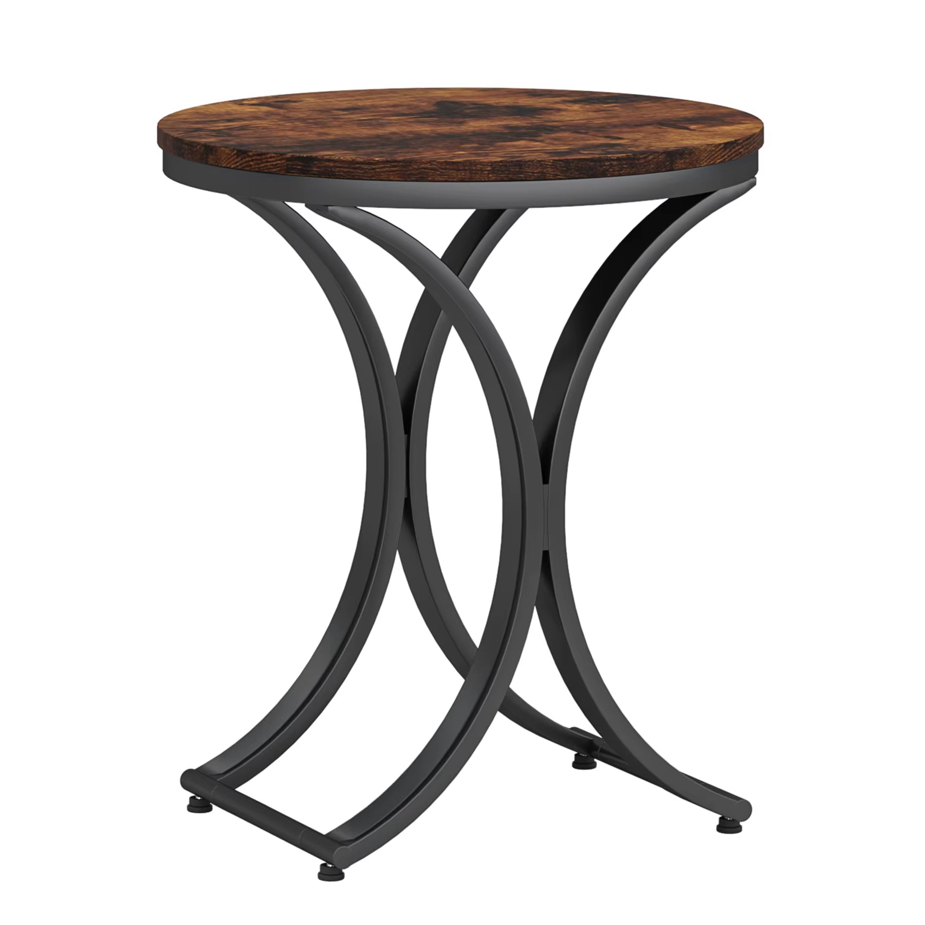 Tribesigns Modern Accent Decor Wood Rustic Brown 50 Cm C-Shaped Corner Sofa Side Table round for Living Room