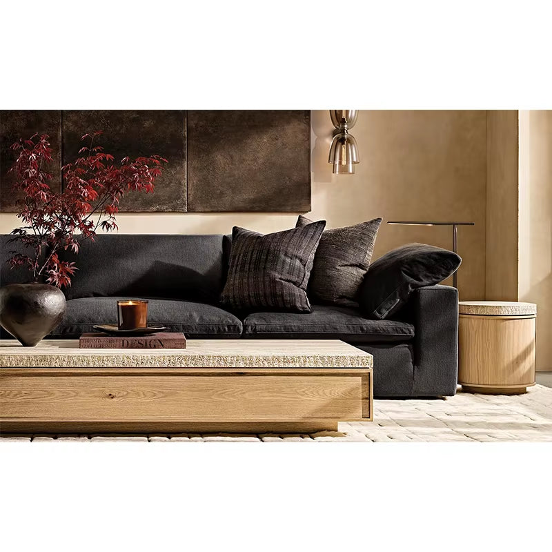 Wholesale Nordic Modern Wooden Indoor Decor Furniture Living Room Travertine Slab Rectangular Coffee Table