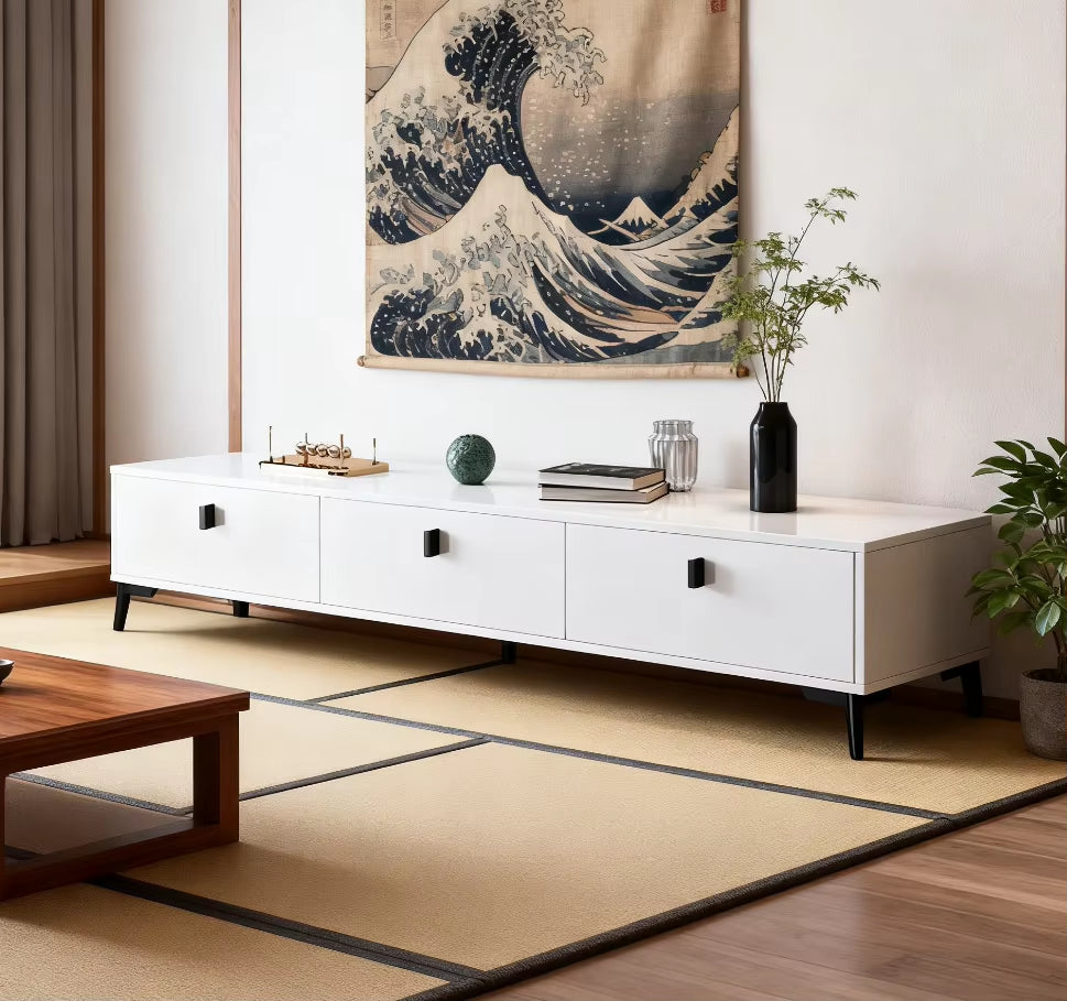 Modern Extendable Wooden Panel TV Cabinet for Small Apartment Living Room Home Office Bedroom Hotel Use