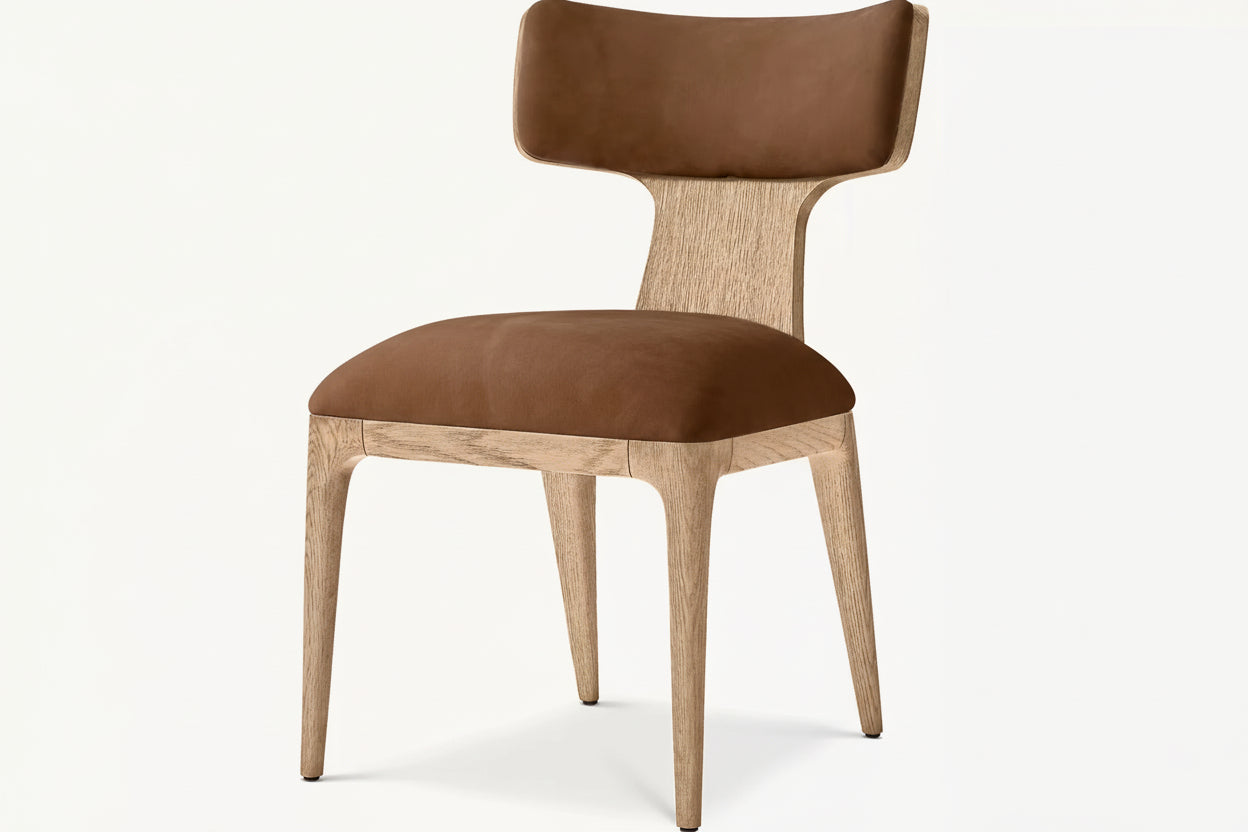 New Style Indoor Furniture Solid Wood Frame Leather Seat Surface Dining Side Chair