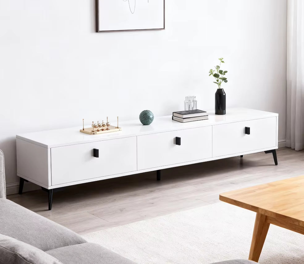 Modern Extendable Wooden Panel TV Cabinet for Small Apartment Living Room Home Office Bedroom Hotel Use