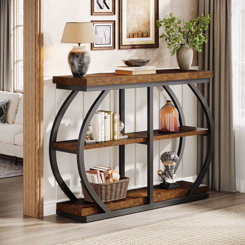 3-Tier Industrial Console Table Entryway Sofa Couch Furniture Living Room Hallway Entrance Storage Coffee Tables