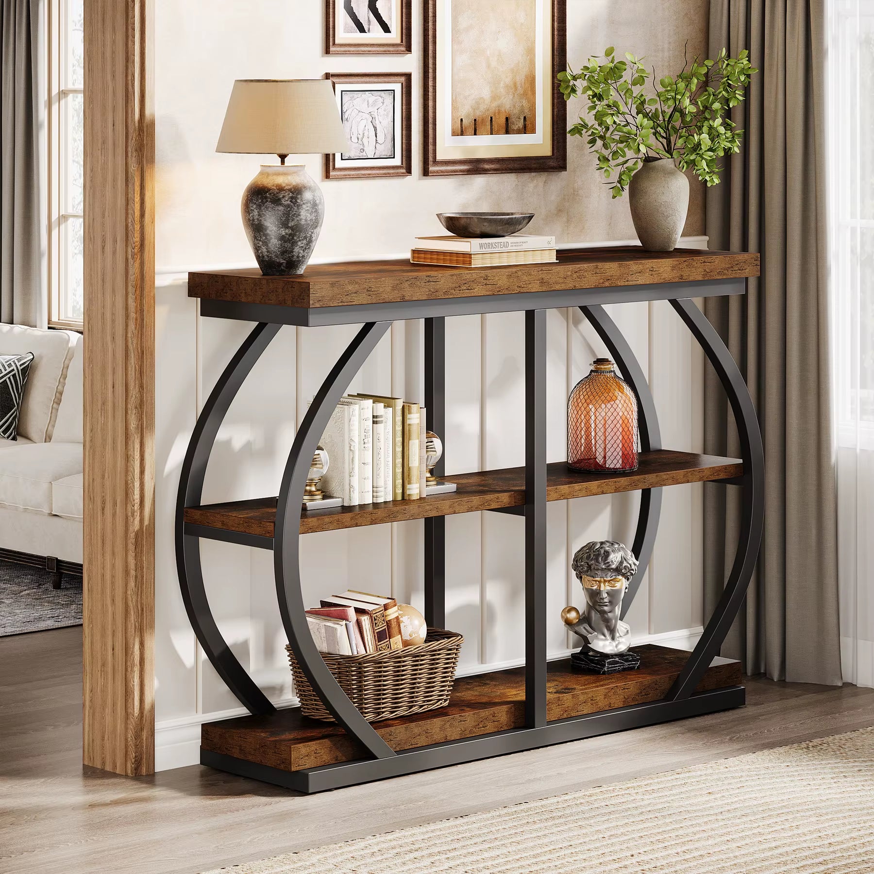 3-Tier Industrial Console Table Entryway Sofa Couch Furniture Living Room Hallway Entrance Storage Coffee Tables