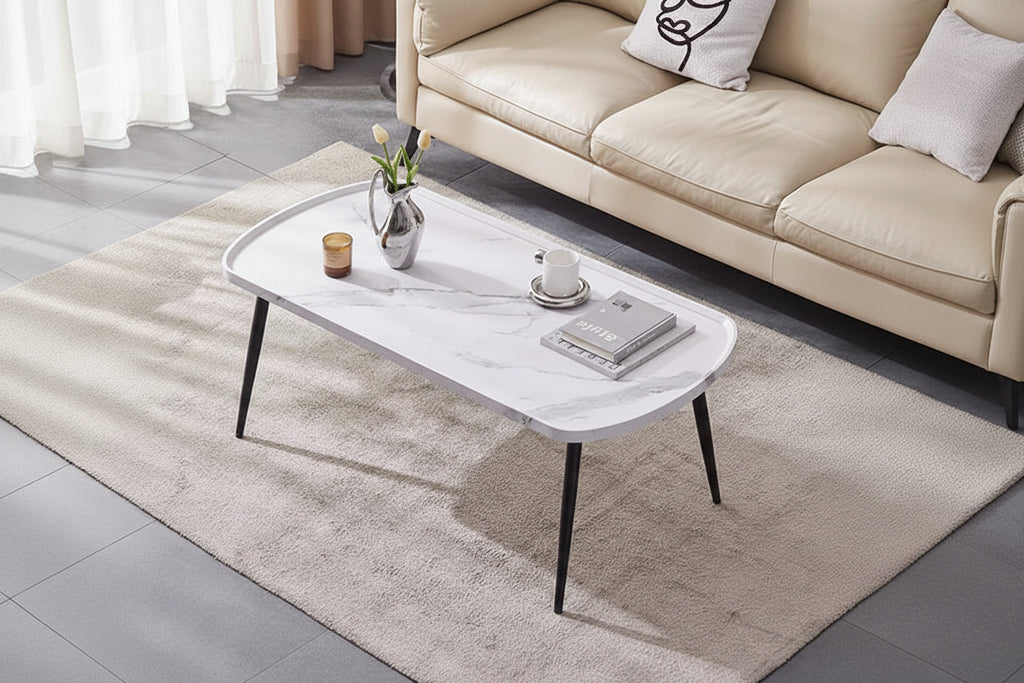 Small Modern Oval Mango Wood Coffee Table Light Luxury Simple Personality Home Furniture for Living Room for Tea & Coffee