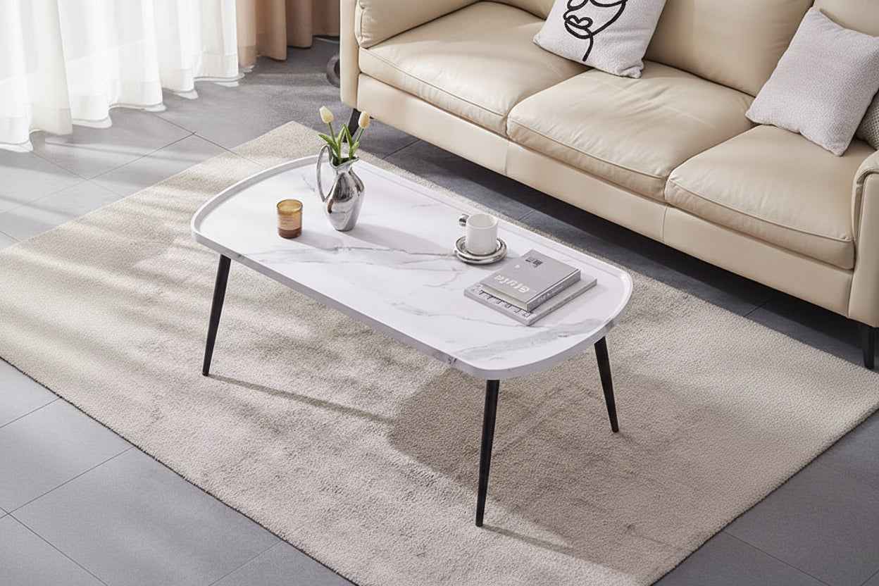 Small Modern Oval Mango Wood Coffee Table Light Luxury Simple Personality Home Furniture for Living Room for Tea & Coffee