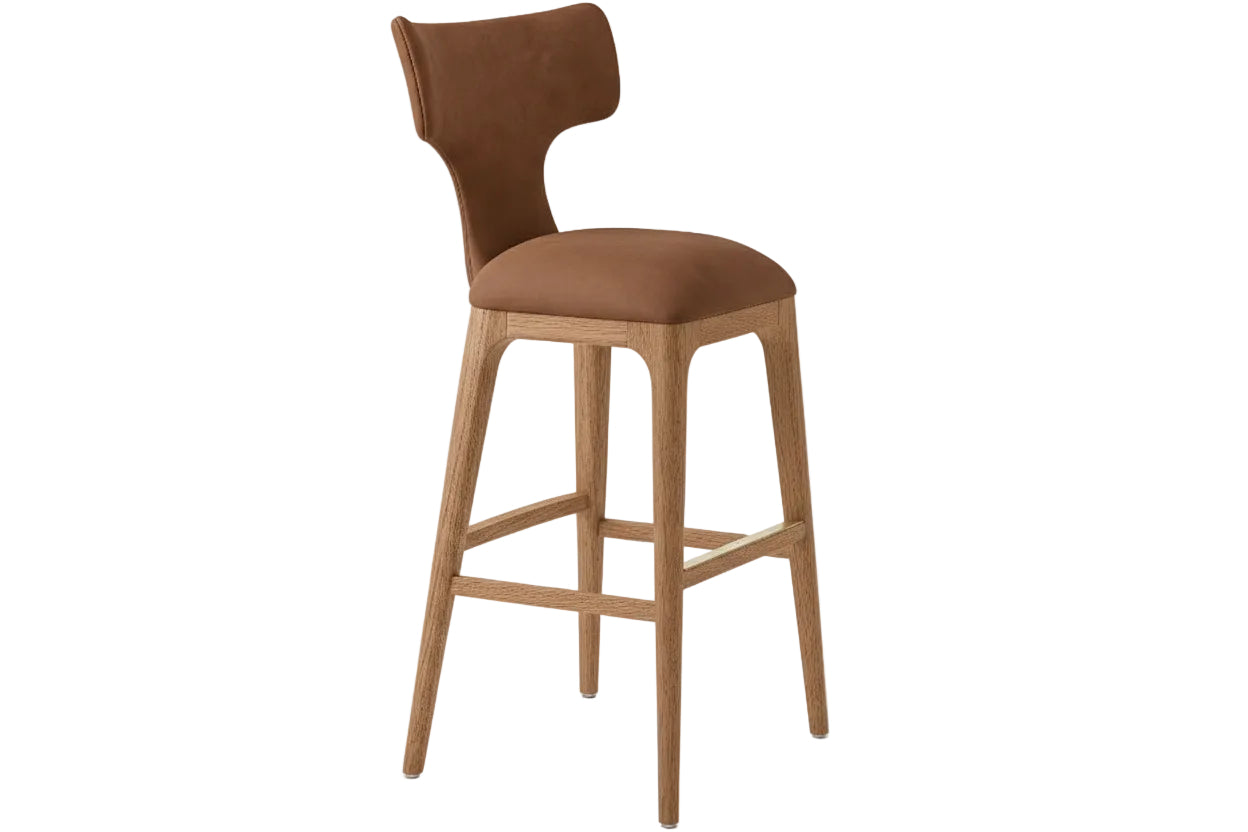 Luxury Modern Style Dining Room Furniture Wooden Frame Backrest Restaurant Bar Stool Hotel Leisure Counter Stool
