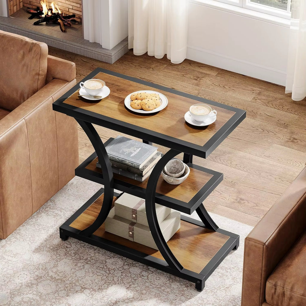 3-Tier Side Tables,Industrial End Tables with MDF Shelf for Living Room Furniture Bedroom Furniture, Home Furniture