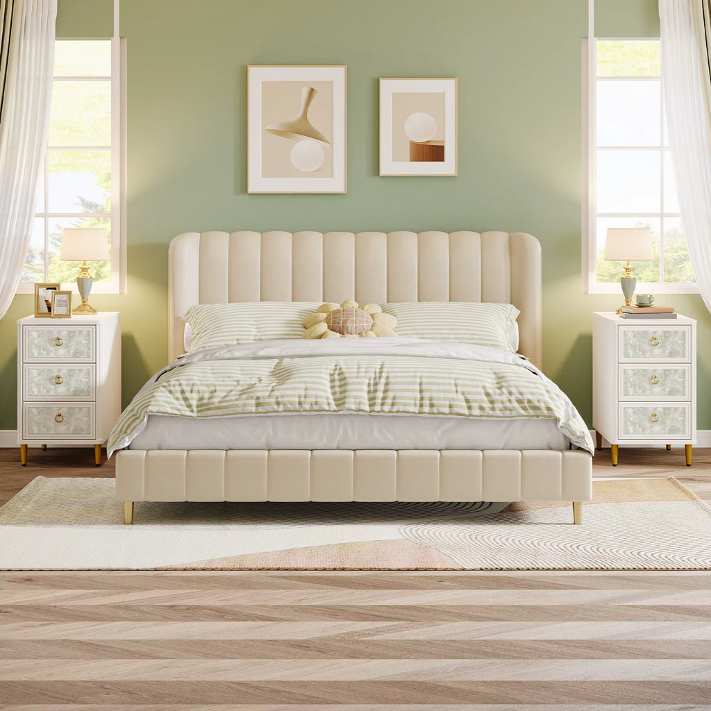 2024 New Nightstand with 3 Drawers 23.6" H Modern White Bedside Table with Night Stand Bed Side Table for Bedroom