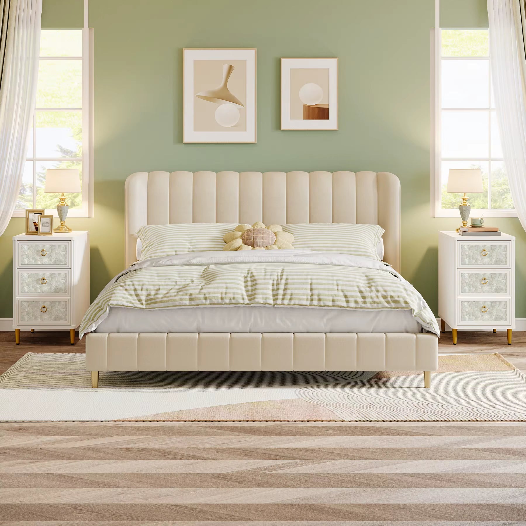 2024 New Nightstand with 3 Drawers 23.6" H Modern White Bedside Table with Night Stand Bed Side Table for Bedroom