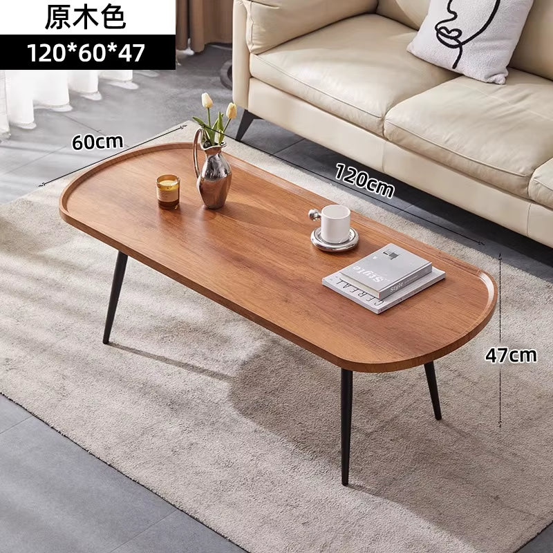 Small Modern Oval Mango Wood Coffee Table Light Luxury Simple Personality Home Furniture for Living Room for Tea & Coffee
