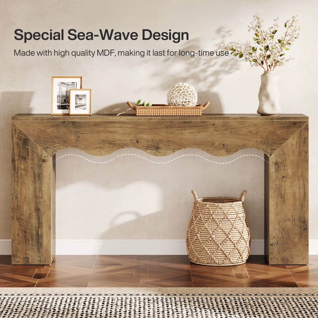 Rustic Wood Console Table Natural Wood Inspired Design Handmade Unique Entryway Decor Bespoke Solid Wood Furniture Gift