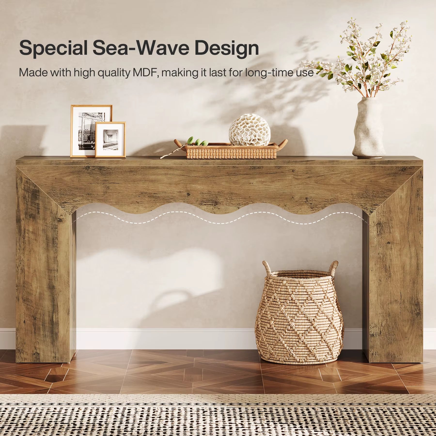 Rustic Wood Console Table Natural Wood Inspired Design Handmade Unique Entryway Decor Bespoke Solid Wood Furniture Gift