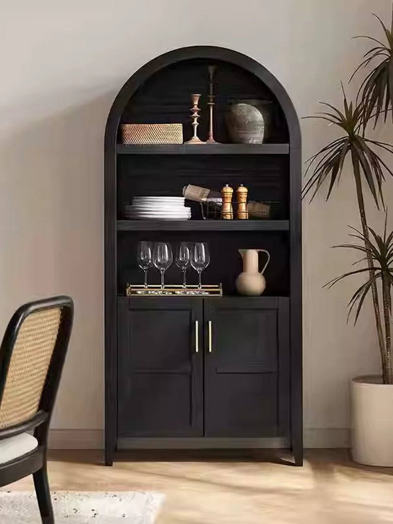 French Modern Durable Distressed Wood Bookcase Bookshelf Living Room Dining Wine Rack Display Storage Cabinet