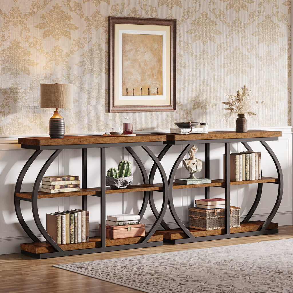 3-Tier Industrial Console Table Entryway Sofa Couch Furniture Living Room Hallway Entrance Storage Coffee Tables