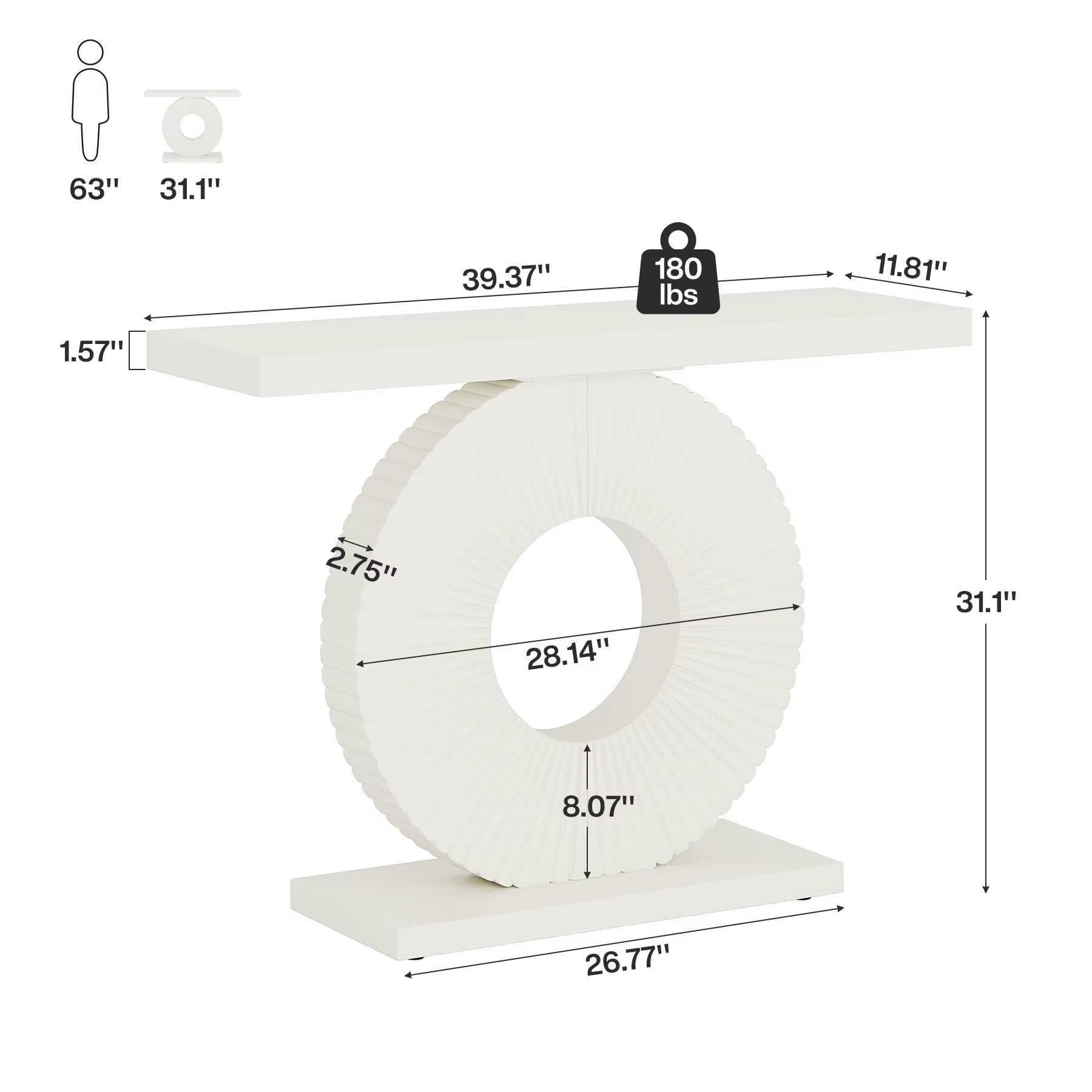 Tribesigns Modern Console Table with Geometric Base, 100Cm Wood Entryway Table Sofa Table Narrow Long, Contemporary Accent