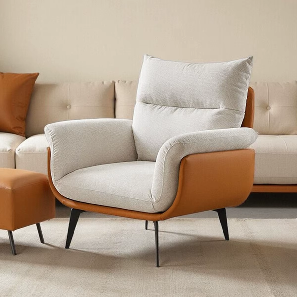 Wholesale Simple Design Living Room Chair High Quality Single Sofa Chair for Home Soft Apartment Modern Fabric Leisure Chair