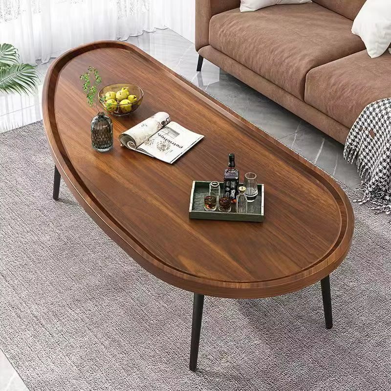 Small Modern Oval Mango Wood Coffee Table Light Luxury Simple Personality Home Furniture for Living Room for Tea & Coffee