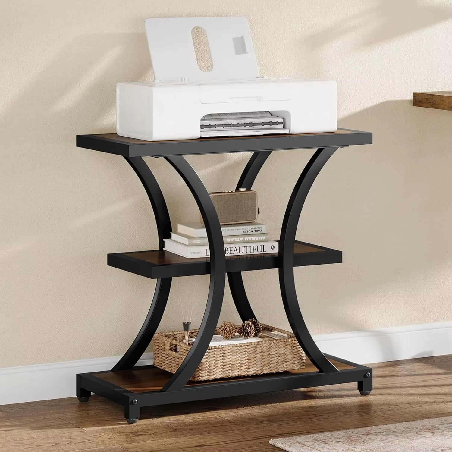 3-Tier Side Tables,Industrial End Tables with MDF Shelf for Living Room Furniture Bedroom Furniture, Home Furniture